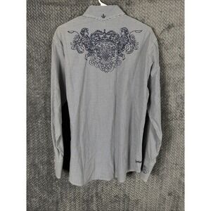 English Laundry Mens Shirt Size M Christopher Wicks Blue Embroidery Hand Sewn